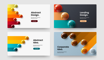Original postcard vector design illustration bundle. Modern realistic spheres placard concept set.