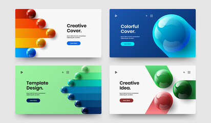 Abstract 3D spheres banner concept set. Isolated presentation design vector template collection.