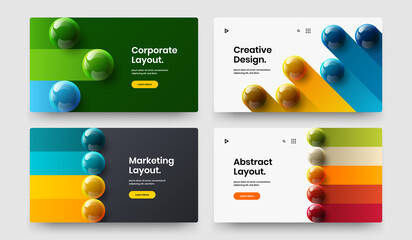 Simple cover vector design concept set. Modern 3D spheres corporate identity template bundle.