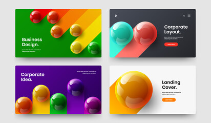 Amazing 3D balls site layout collection. Original corporate identity design vector illustration set.