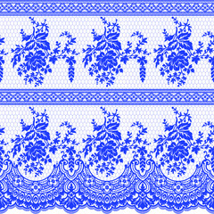 Old lace seamless pattern, ornamental flowers. Vector texture. - obrazy, fototapety, plakaty