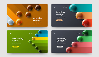 Isolated realistic spheres corporate identity template set. Abstract placard vector design concept composition.