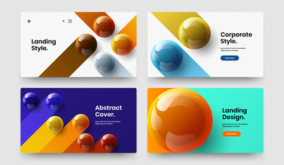 Bright 3D balls company cover layout bundle. Original presentation vector design illustration composition.
