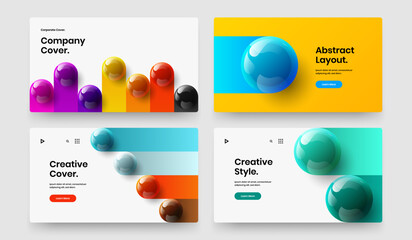 Minimalistic corporate identity vector design illustration set. Trendy 3D balls presentation template collection.