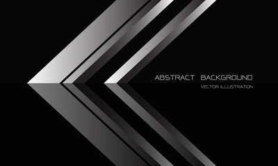 Abstract silver arrow direction on black with blank space for text design modern luxury futuristic background vector