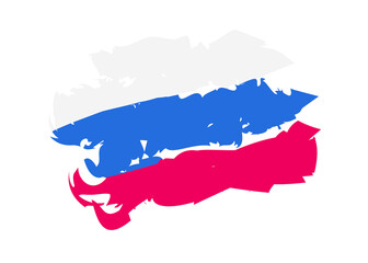 Fototapeta premium Russian flag hand draw texture style isolated on white background. Vector 10 eps