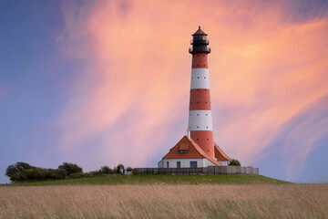 Fototapeta na wymiar Lighthouse of Westerhever, North Frisia, Germany