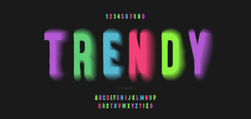 Vector trendy font color style modern typography for infographics, motion graphics, video, promotion, decoration, logotype, party poster, t shirt, book, animation, banner. 10 eps