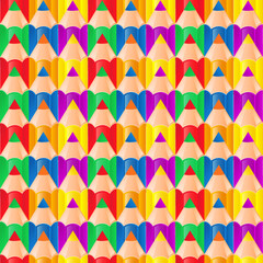 Abstract Vector Seamless Pattern with colorful Pencils.