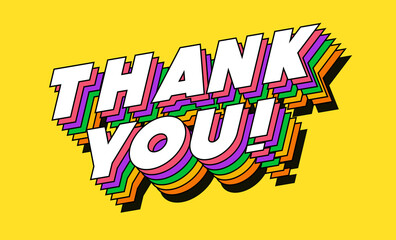 Thank you sign banner 3d modern typography style for greeting card. Vector illistration 10 eps