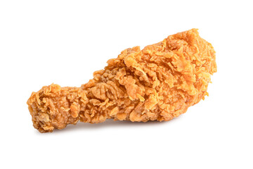 Fried chicken leg drumstick isolated on white background with clipping path.