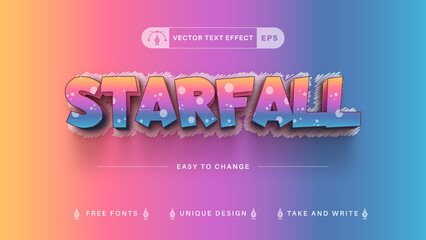 3D Starfall - editable text effect,  font style graphic illustration - obrazy, fototapety, plakaty
