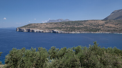 Fototapeta na wymiar View of Messiniakis bay as seen from the way to the Caves of Diros, Pyrgos Dirou, Mani peninsula, Peloponnese, Greece