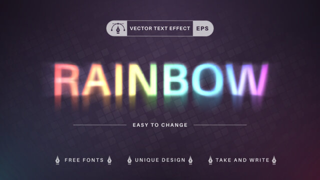 Blur rainbow - editable text effect,  font style graphic illustration