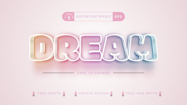 Stroke Dream - editable text effect,  font style graphic illustration