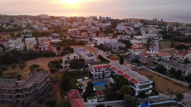 Aerial View Of Ialysos Town At Sunset In Rhodes, Greece.