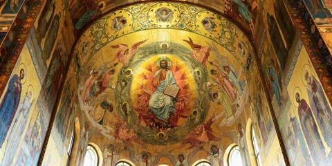 Fototapeta na wymiar Interior, Church of the Savior on Spilled Blood. Saint Petersburg