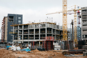 Naklejka premium Residential area with ecological and sustainable green residential buildings