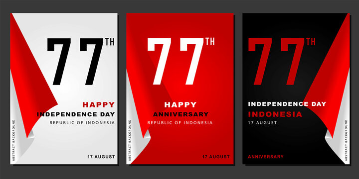 Red white indonesian flag banner template design gradient color concept . Republic of Indonesian independence day. Republic of Indonesian anniversary. 17 August of social media post template design.