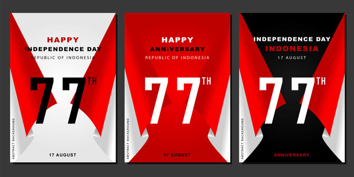 Red white indonesian flag banner template design gradient color concept . Republic of Indonesian independence day. Republic of Indonesian anniversary. 17 August of social media post template design.