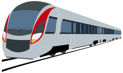 Illustration of modern stylish high speed train - obrazy, fototapety, plakaty