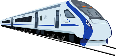 Illustration of Indian high speed Vande Bharat train - obrazy, fototapety, plakaty