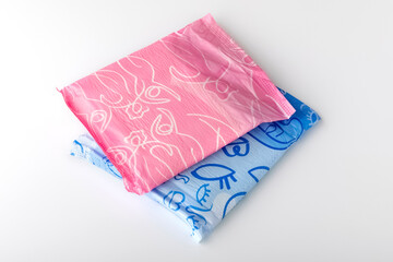 Sanitary pads for women on a white background. Feminine hygiene concept, menstrual cycle. horizontal image