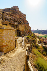 Very old cave houses in the mountain that were used to make white wine Ribera de Duero, Soria.