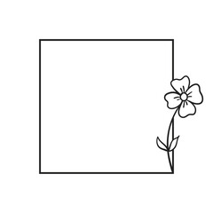 Fototapeta premium Floral square frame. Vintage botanical hand drawn element for design invitations, cards and labels. Natural ornaments. Vector illustration.