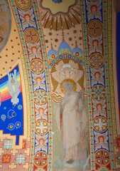 Hand-painted ceiling in Uzhgorod Castle, Ukraine
