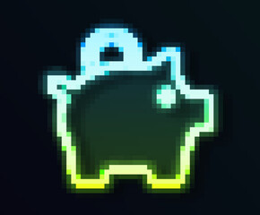 Glowing neon line Piggy bank icon isolated on black background. Icon saving or accumulation of money, investment. Vector