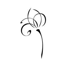 one stylized blooming flower on a short stalk without leaves. graphic decor
