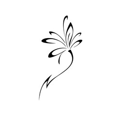 one stylized blooming flower on a short stalk without leaves. graphic decor