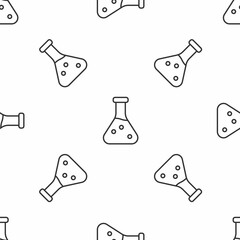 Grey line Test tube and flask chemical laboratory test icon isolated seamless pattern on white background. Laboratory glassware sign. Vector