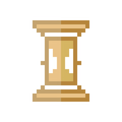 Hourglass pixel art icon. Illustration in white background. Time symbol, logo.