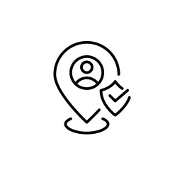Protected user location. Pixel perfect, editable stroke icon