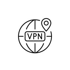 VPN network using different global locations. Pixel perfect, editable stroke icon