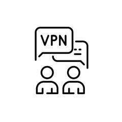 Users chatting using secure and private VPN connection. Pixel perfect, editable stroke line icon