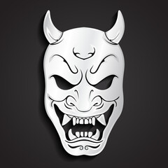 demon face oni mask silver symbol