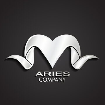 3d Silver Stylized Aries Horn Logo