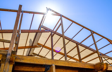 new wooden girder at a hall
