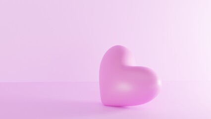 pink heart 3d illustration pink purple background