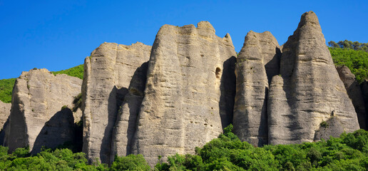 Obraz premium View of Les Mees, famous geological site in France