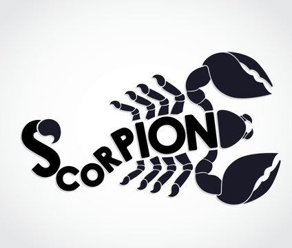 scorpion shape color text label