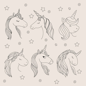 Abstract Unicorn Line Art Design For Coloring Book 