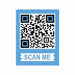 Scan me phone tag. Qrcode for mobile app. Isolated illustration on white background. Vector illustration.