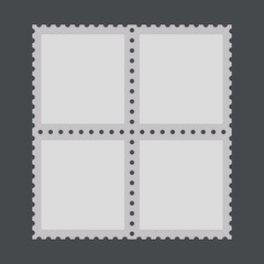 Blank postage stamps. Light postage stamps on grey background. Vector