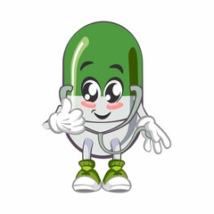 vector illustration of cute capsule mascot with stethoscope
