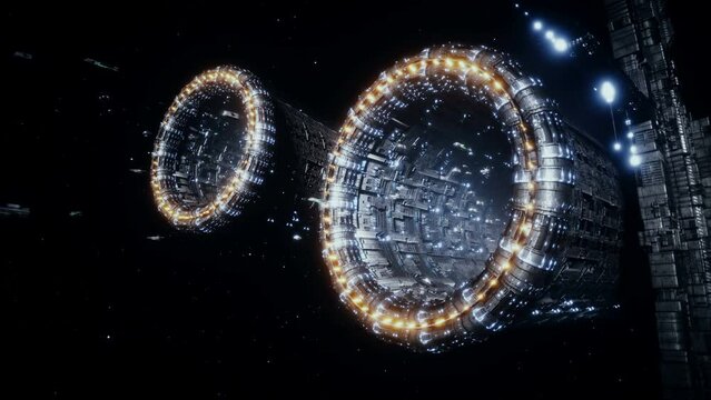 Space futuristic base with ships traffic. Futuristic concept. Realistic 4k animation.