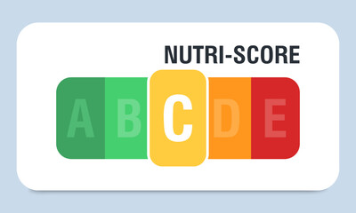 Nutri score for packaging design. C score. Logo, icon, label. Vector illustration